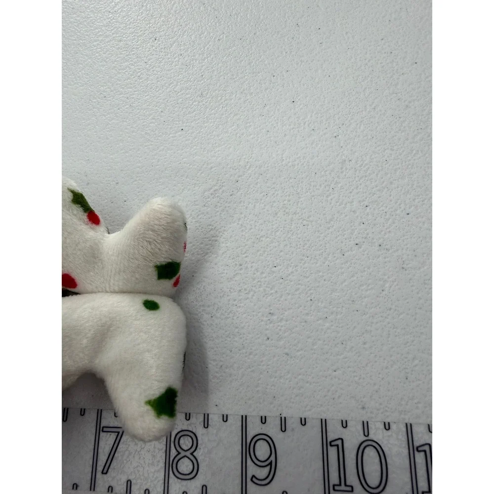 Ty Beanie Baby 1998 Holiday Teddy White Holly Berry Christmas Bear Plush 8.5 in